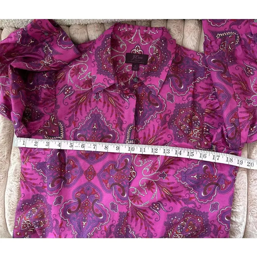 J.Crew Women's Purple Paisley Patterned Button-Up shirt size 6 - Picture 8 of 9